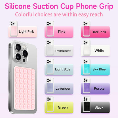Silicone Suction Phone Case Mount, Non Slip Suction Cup Phone Mount, Phone Accessories Holder for Selfies and Videos, Silicon Adhesive Phone Stand Sticky for Cell Phone White