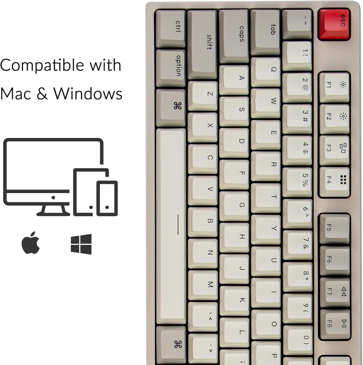 Keychron C2 Full Size Wired Mechanical Keyboard Compatible with Mac, Keychron Red Switch, 104 Keys ABS Retro Color Keycaps Gaming Keyboard for Windows, USB-C Type-C Braid Cable