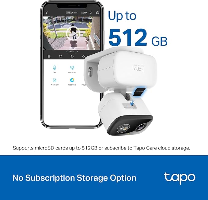 Tapo 2K Indoor/Outdoor Pan/Tilt Wired Security Camera - Baby Monitoring, Person & Baby Cry Detection, 360° Motion Tracking, Color Night Vision, Subscription-Free Local Storage or Optional Cloud, C216