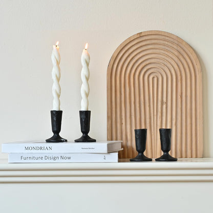 Candle Sticks Holder Decor, Set of 4 Vintage Black Candle Holders, Modern Decorative Tapered Candlestick Holders Centerpiece for Dining Table Centerpiece, Wedding, Party Decor