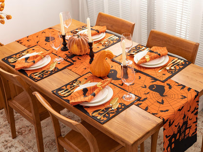 YiHomer Halloween Silhouettes Tabletop for Halloween Decorations, Dinner Parties and Scary Movie Nights, Horror Night, Napkin Set, 20 x 20