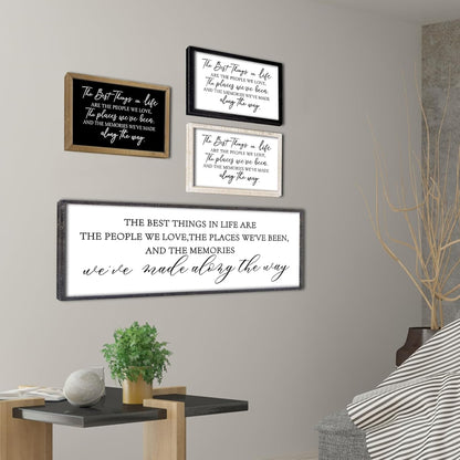 The Best Things in Life Wall Decor Sign 32 x 12 Inch Memories Inspirational Quotes Wood Framed Family Entryway Living Room Home Wall Art for Farmhouse Bedroom Room (Black)