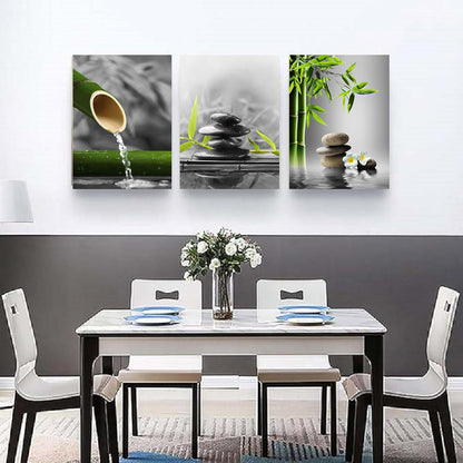 Yxbhhym- Bathroom wall art Black and White Zen Wall Art Gray Green Room Decor Zen Poster Canvas Pictures Zen Artwork for Spa Living Room Wall Art Kitchen Bedroom Decor Home Framed Prints Art