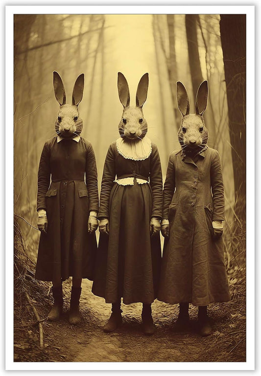 Dark Academia Decor Goth Room Wall Art Decor Creepy Spooky Vintage Ghostface Posters Rabbit Cult of the Occult Forest 12X16inch Unframed