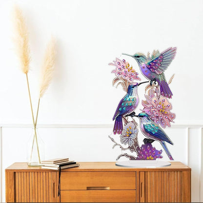 Diamond Painting Kits for Adults Beginners, 5D Full Drill Hummingbird Crystal Art Desktop Ornament, DIY Single Sided Home Office Desk Decor, Creative Craft Gift Set with Tools