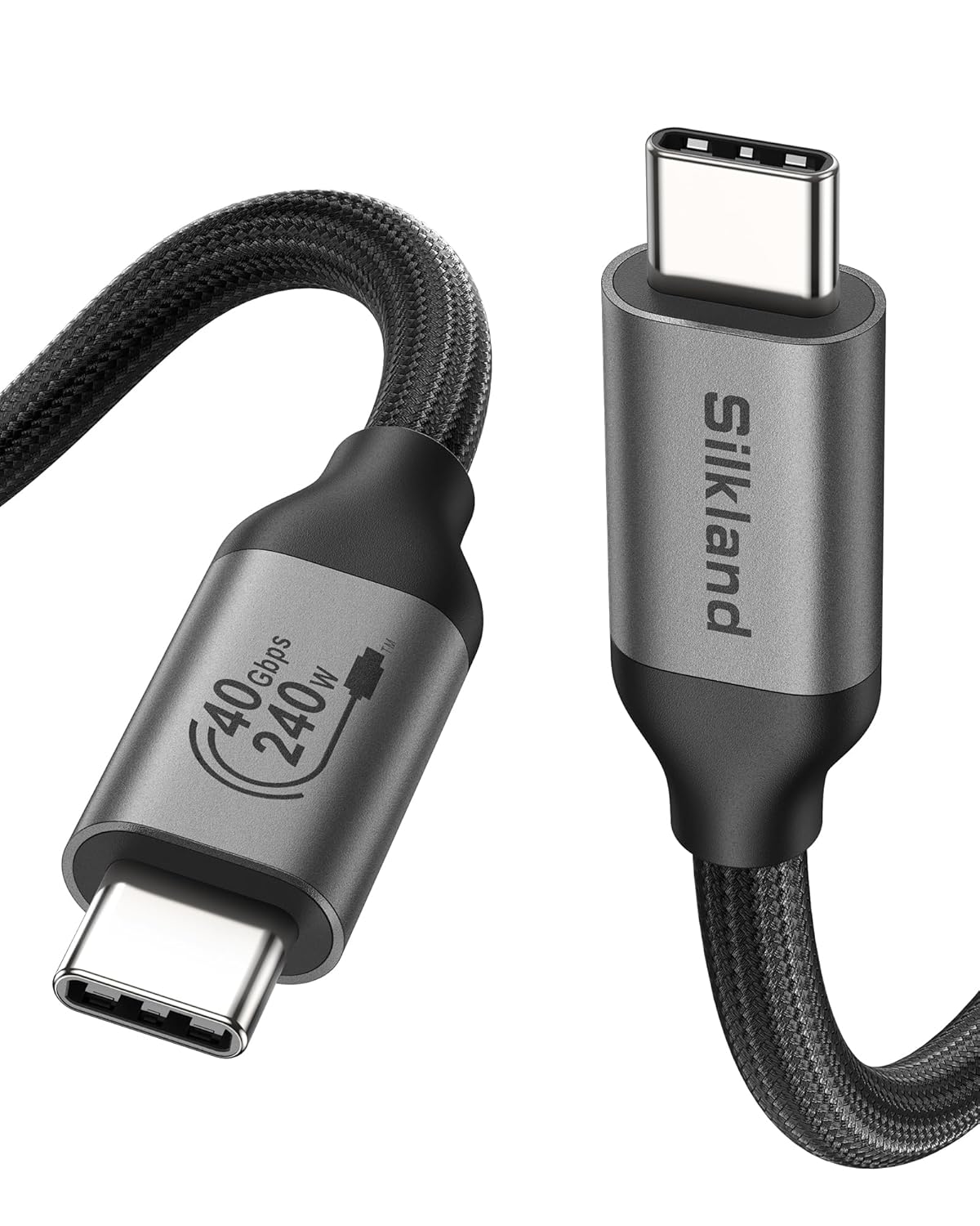 Silkland USB 4 Cable for Thunderbolt 4 Cable, 40Gbps Data Sync, Support 8K/5K@60Hz, 4K@240Hz, 240W, NetBraid-48 USB C Monitor Cable 5FT Compatible for MacBook, Portable Monitor, SSD, Docking, eGPU