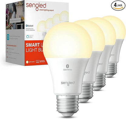 Sengled Alexa Light Bulb, S1 Auto Pairing with Alexa Devices, Warm Light Bulbs, Smart Light Bulbs that Work with Alexa, Bluetooth Mesh Smart Home Lighting, E26 60W Equivalent, 800LM, 4-Pack
