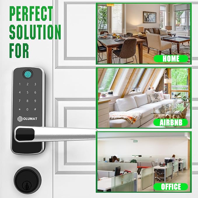 Smart Lock with Door Sensor - Fingerprint, Code, Keyless Entry - Easy Installation, 30-Day Satisfaction Guarantee