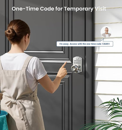 Veise Keypad Door Knob Lock, Keyless Entry Digital Lock with Handle, Electronic Smart Knob for Front Door & Bedroom, Easy Install, Auto Lock, Passage Mode, Anti-Peeping Password, Satin Nickel