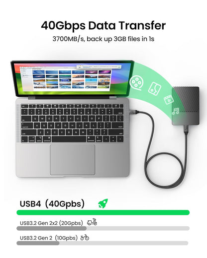 Silkland USB 4 for Long Thunderbolt 4 Cable 10FT/3M, 40Gbps Data Transfer, Supports 8K/5K@60Hz, 240W Charging PD 3.1,USB C Monitor Cable Compatible for Thunderbolt 3, Macbook, Monitor, Docking,SSD,XPS