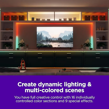 Roku Smart LED Light Strip+, 32.8ft - Color Options with Adjustable Brightness & Temperature - Peel & Stick WiFi Smart Strip Lights Works with Roku Voice, Alexa & Google Assistant - Smart Home Product