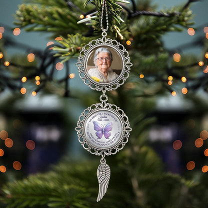 Metal Memorial Ornament with Custom Photo - My Mind Still Talks to You Charming Christmas Ornament Car Hanging Charm Remembrance Sympathy Gift for Loss of Loved Ones Grieving Keepsake