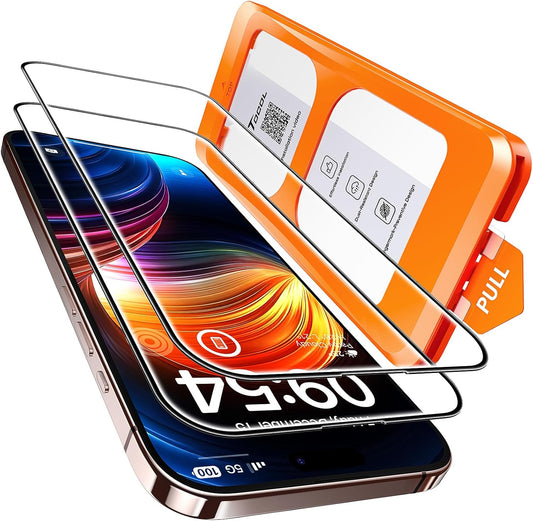 TOCOL for iPhone 16 Pro Max Screen Protector 9H Hardness Military Grade Shatterproof HD Tempered Glass Full Coverage Easy Installation Case Friendly 2 Pack