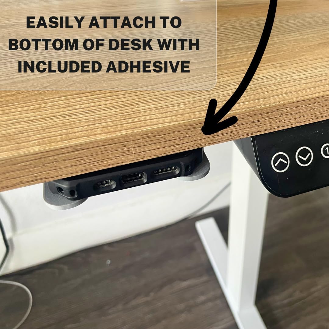 Chatelet Under Desk Phone Holder with Adhesive – Hidden Smartphone Mount for Office or Home Desk – Stick-On Organizer for Focus & Productivity – Fits Most Phones (Black)