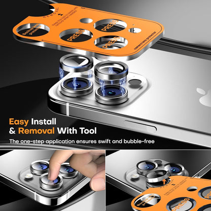 Camera Lens Protector for iPhone 16 Pro Max/16 Pro/15 Pro Max/15 Pro/14 Pro Max/14 Pro, Sapphire Glass Metal Individual Camera Cover Screen, Anti-drop, Scratch Resistant, Case Friendly- White Titanium