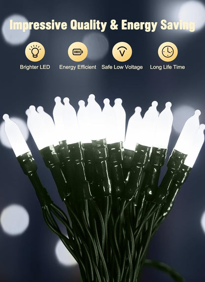 2 Pack Battery Operated Christmas String Lights, 8ft 20 LED Mini Lights with Timer, Christmas Tree Light for Indoor Outdoor Bedroom Wedding Party Holiday Xmas Decoration，Pure White
