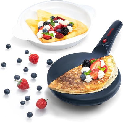 Gourmia 8” Electric Crepe Maker – Nonstick Ceramic Surface, One-Touch Operation, Includes Batter Tray, Compact & Easy to Clean, Crepe, Pancake & Tortilla Maker