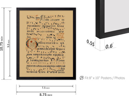 Poster Master Vintage Hymnal Poster - Retro Music Print - Gift for Artist, Friend - Graduale Aboense, Gregorian Chant Manuscript, Score - Wall Decor for Living Room, Bedroom, 8x10 Black Framed