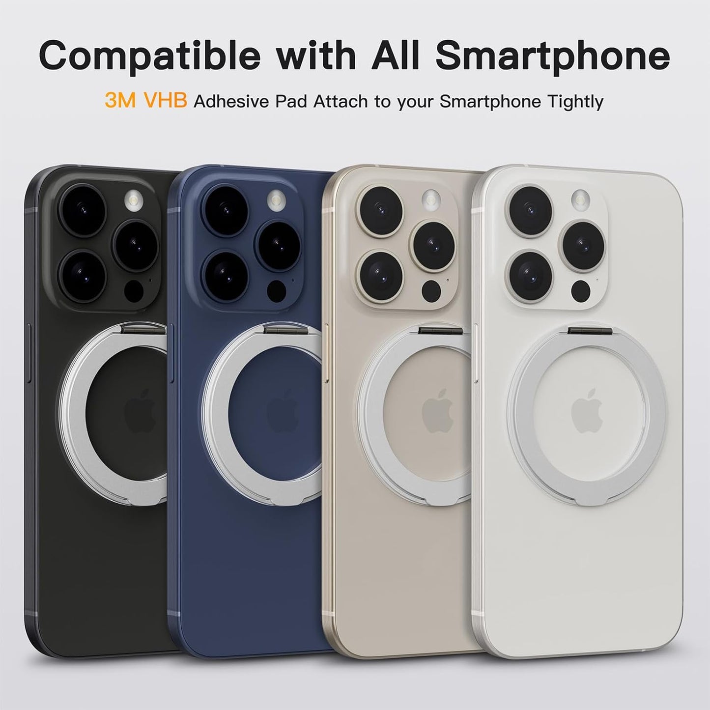 COOLQO 4Pcs 360 Spin Cell Grip Ring Phone Stand [Upgrade Gear Hinge Stress Anxiety Relief] Magnetic Holders for Your car Accessories Desk Mount Compatible with iPhone All Smartphones, Silver