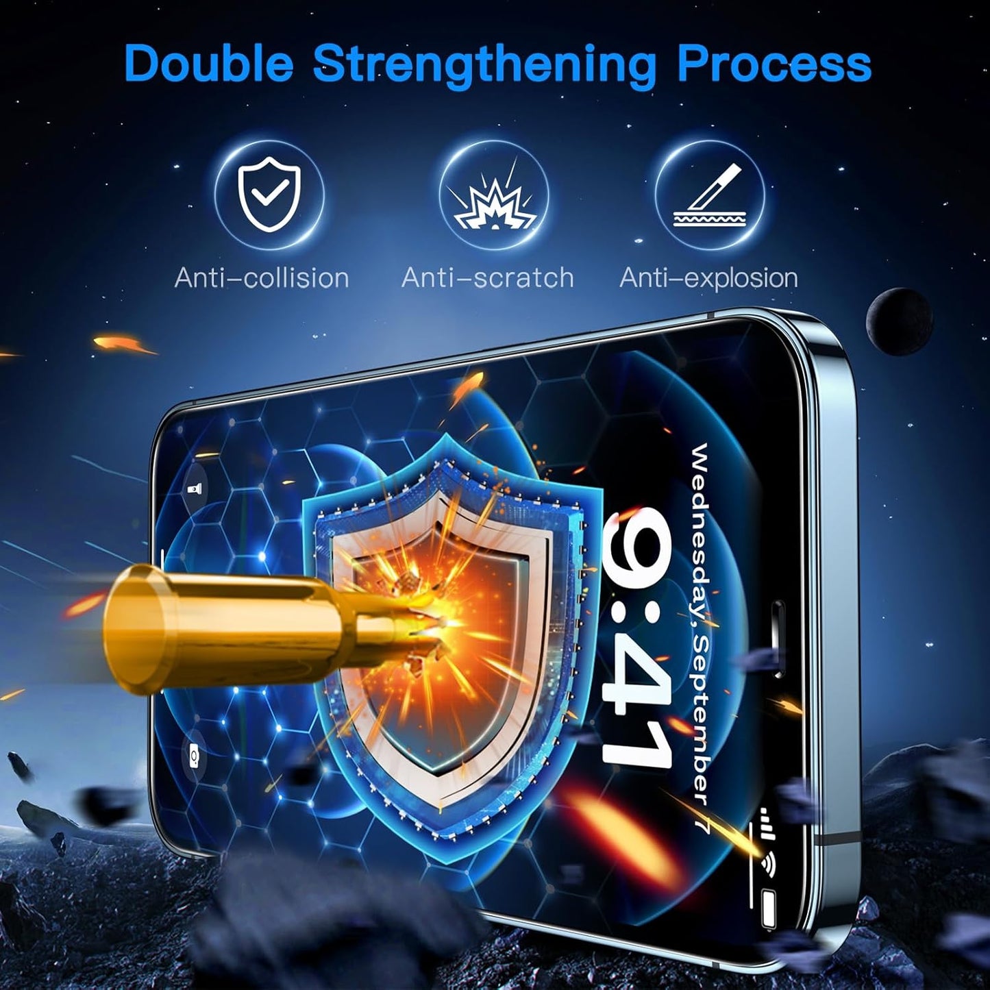 Uyiton Anti-Blue Light for iPhone 12 Pro Max Screen Protector - Unbreak-Glass Full Coverage Case Friendly Scratch Resistance 9H Tempered Glass Screen Protector for iPhone 12 Pro Max, 2 Pack