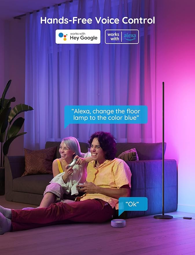Govee RGBIC Floor Lamp, LED Corner Lamp Bundle with RGBIC Smart Table Lamp 2, Touch Bedside Lamps Work with Matter, Alexa