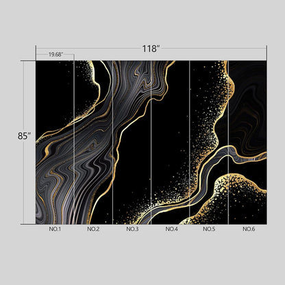 Black and Gold Marble Wallpaper Peel and Stick Wall Mural for Bedroom Living Room - 85"x118"