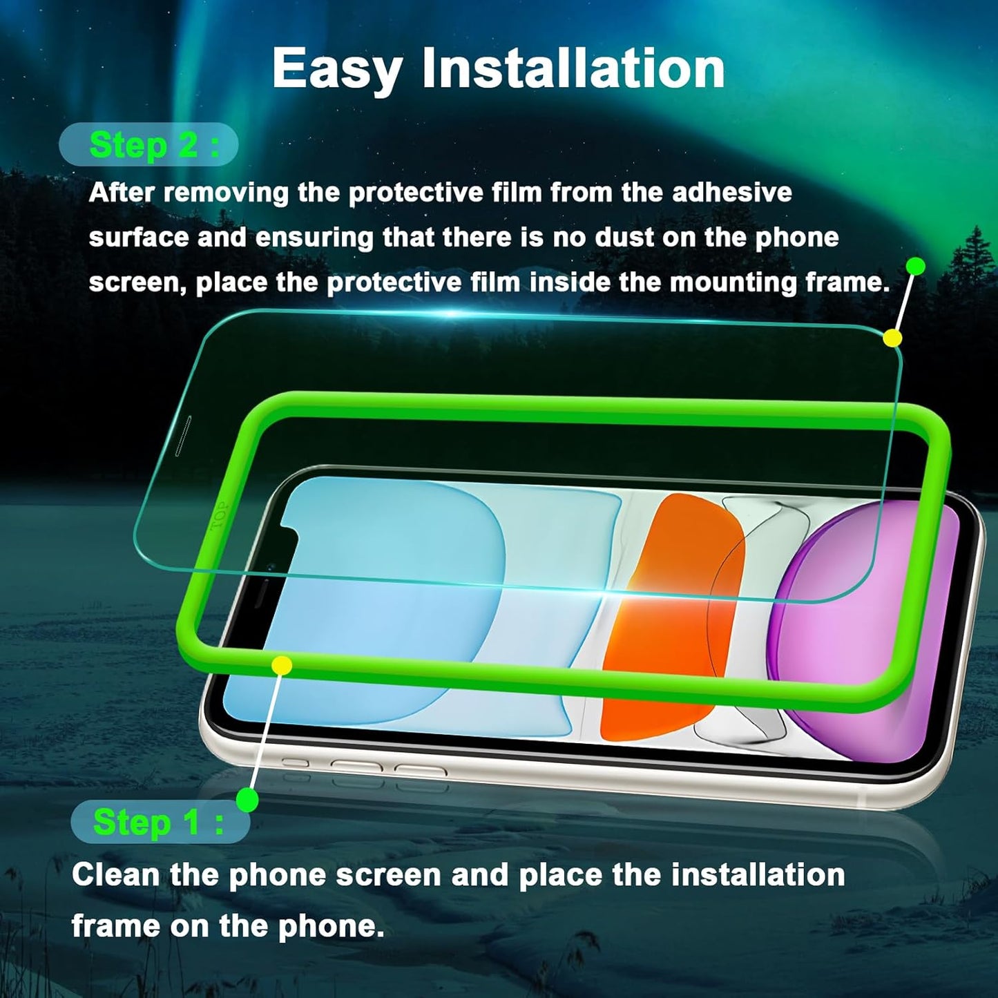 Blue Light Screen Protector for iPhone 11, iPhone XR (6.1") HD Anti Blue Light Blocking Tempered Glass Film, Eye Protection,Case Friendly, No Bubbles, with Easy Installation Kit, 3 Pack