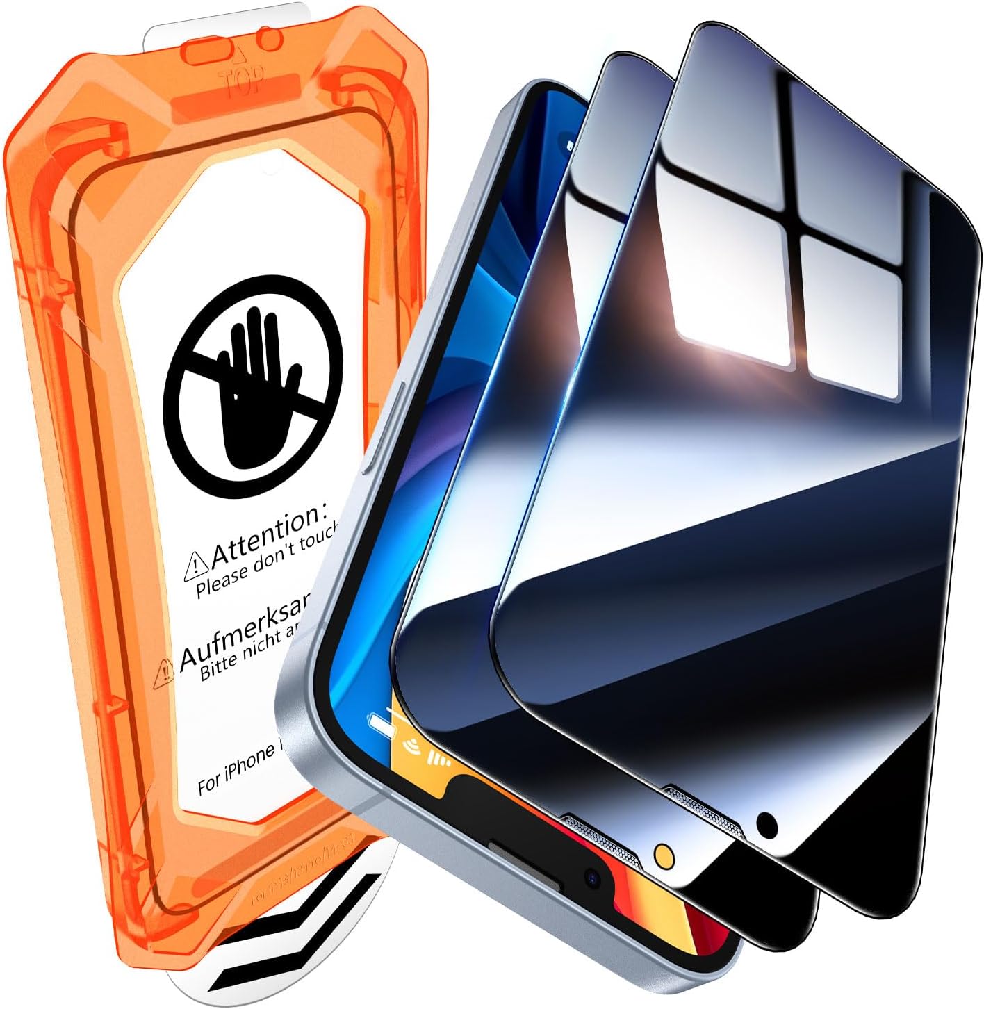 UniqueMe for iPhone 13/13 Pro / 14 Privacy Screen Protector - [Military Grade Shatterproof & 9H+ Hardness] Screen Protector 14 Tempered Glass Full Coverage Protection, Easy to install, 2 Packs