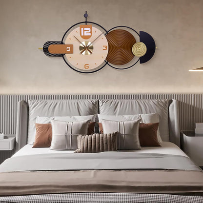 Large Wall Clock for Living Room Modern Wall Clocks Battery Operated Iron and Wood Combination Big Clocks Silent Non Ticking Clock Suitable for Home,Bed Room,Kitchen,Office 33X20inch