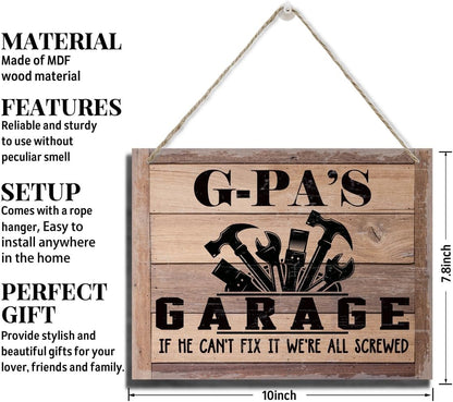 Rustic Wood Sign - Father's Day & Grandpa's Gift - Decor Hanging Wall Art - 'If He Can't Fix It...'