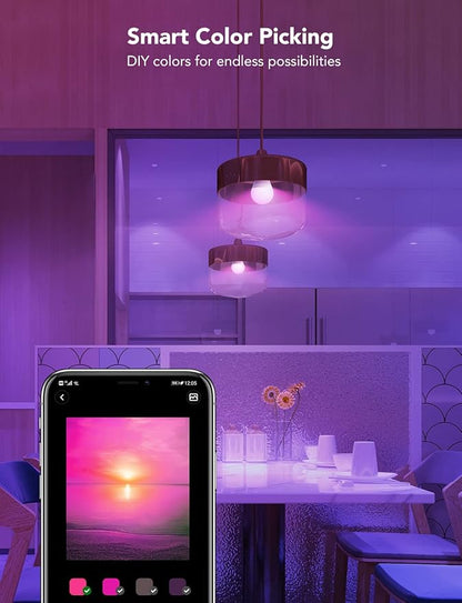 Govee Smart Light Bulbs, WiFi & Bluetooth Color Changing Light Bulbs, Music Sync, 16 Million DIY Colors RGBWW Color Lights Bulb, Work with Alexa, Google Assistant Home App, 800 Lumen, 6 Pack