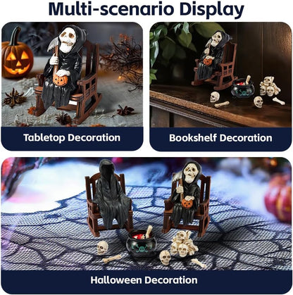 Halloween Fun Miniature Grim Reaper Figurine,Gothic Horror Resin Grim Reaper Decor,for Bookshelf Decor,Desk Trinkets,Collectible,Party Gifts
