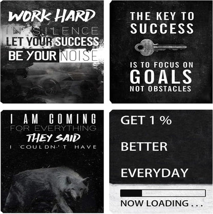 Motivational Wall Decor Art Inspirational Success Canvas Poster Artwork Positive Quote Painting Office Wall Decor Art for Women Men Company Bedroom Living Room Home Decoration Framed 20”X20”X4