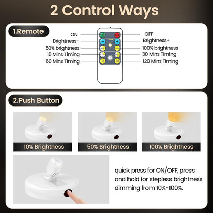 Cordless Spotlight Battery Powered, Plant Spot Light Indoor, Rechargeable Picture Lights with Remote, LED Accent Lighting, Dimmable Uplight for Tree Dartboard Decor Painting Art Photo