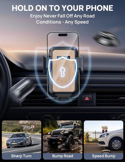 [2025 New] Dashboard Phone Holders for Your Car [Military Grade Stable] Phone Holders for Your Car, Non-Slip Silicone Carbon Fiber Car Phone Mount, Rotatable Suction Cup for All Phone, Gold