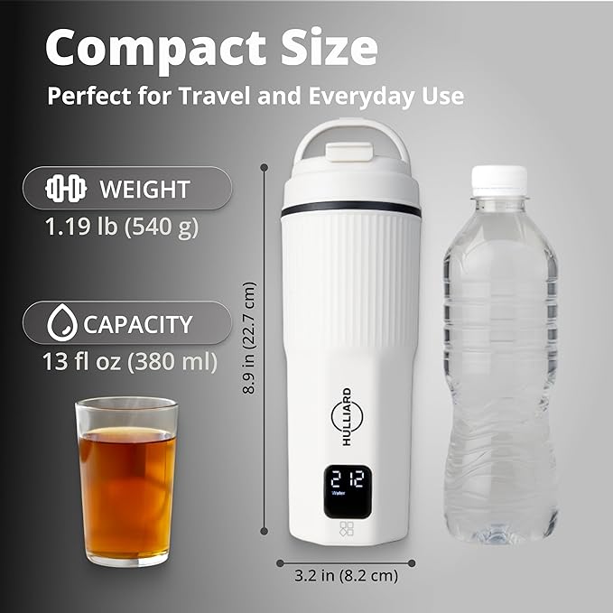 Travel Electric Kettle - 316 Stainless Steel, Portable Tea Kettle & Water Heater, 450ml Portable Water Boiler, 6 Temperature Settings, Auto Shut-Off, Universal Voltage (100-240V)
