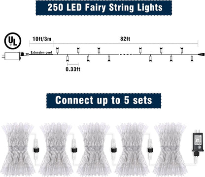 250 LED Purple Halloween Lights, 82 FT Christmas Lights Indoor Outdoor 8 Modes Plug in Waterproof Purple String Lights for Tree Christmas Halloween Thanksgiving Decorations
