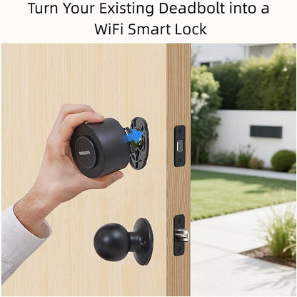 Philips Retrofit Smart Lock 230X, Smart Lock for Existing Deadbolt Built-in WiFi App Remote Control, Upgrade Your Door Lock Keyless Entry for Front Door, Auto Lock, Support Alexa & Google, Black