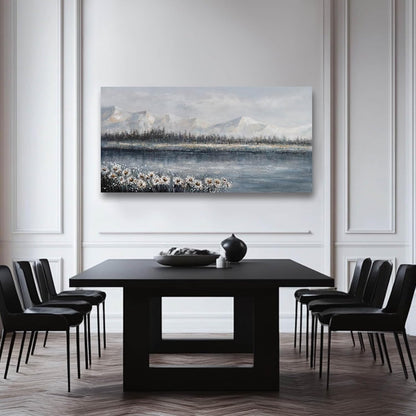 CHUDANHAO Large Wall Art Abstract Wall Decor Floral Arts Mountain Modern Artwork White Poster Pictures for Girls Women Room 24"x48"