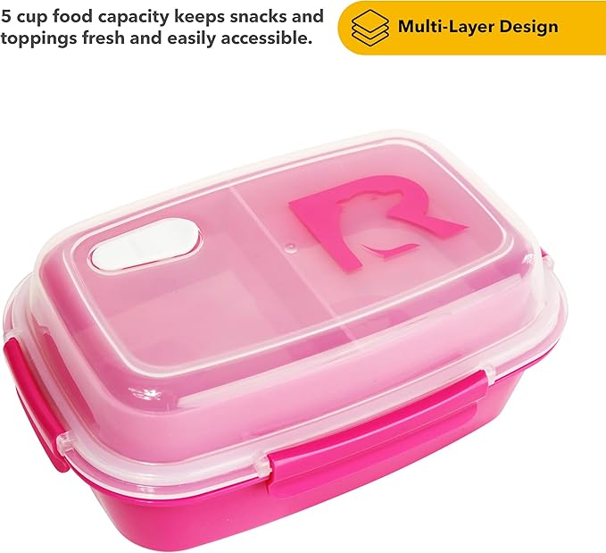 RTIC 5 Compartment Lunch Containers, Hot Food Container with Lid for Adults, Microwave Safe Divided Snack Lunch Box for Work or Travel, Reusable, BPA Free with Vent Space