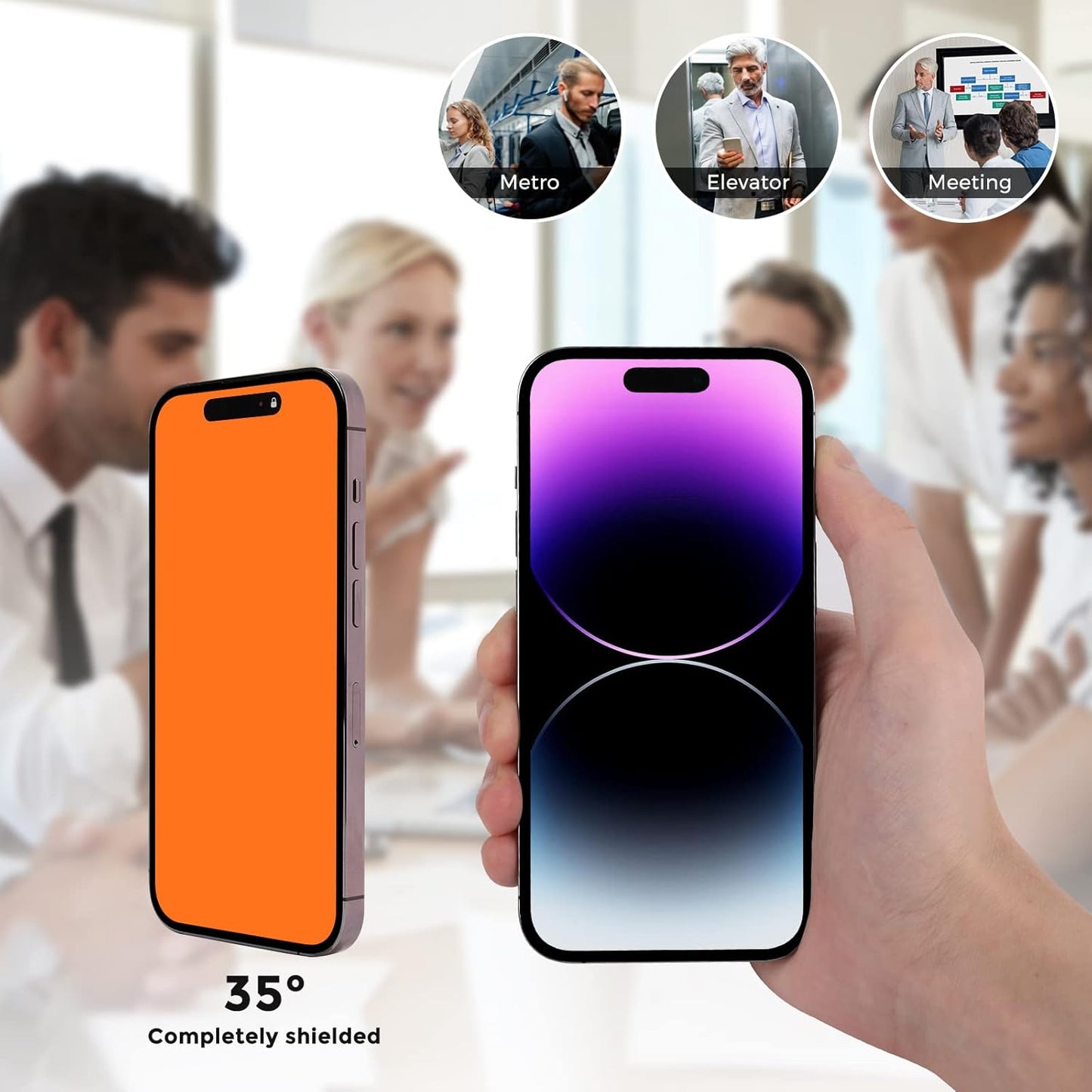 For iPhone 14 pro max/iPhone 15 plus Privacy Screen Protector - Anti-Blue Light, Anti-Glare, Anti-Spy Gradient Color Privacy Screen Protector Film (6.7 inch)