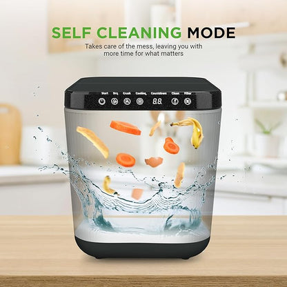 NutriChef Electric Kitchen Composter | 3 Quart Food Recycler | Food Waste Compost Bin for Countertop | 1 Button to Compost, Easy to Clean Composter Bucket | Low Noise, Odorless & Auto Clean | Grey
