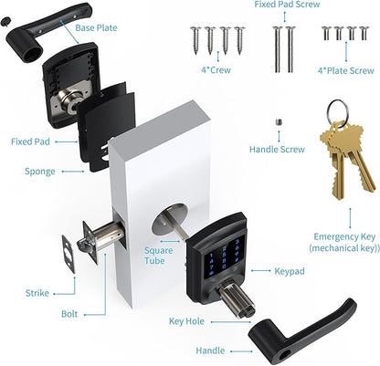 HIDALIFE Keyless Entry Door Lock with Keypad and Handle for Front Doors, Touchscreen Electronic Door Lock, Anti-peep Password, Auto-Locking, Matte Black