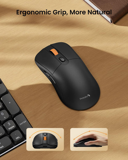 ProtoArc Mechanical Keyboard and Mouse, KM310 Wireless Rechargeable Aluminum Keyboard Mouse, 2.4G+Dual Bluetooth, Low Profile Keys, Red Switches, Multi-Device, for Windows/Mac - Black