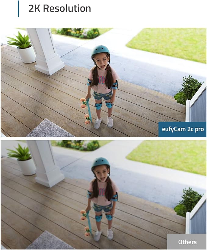 eufy security, eufyCam 2C Pro 4-Cam Kit, Wireless Home Security System with 2K Resolution, 180-Day Battery Life, HomeKit Compatibility, IP67, Night Vision, and No Monthly Fee.