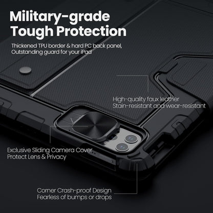 Nillkin iPad Air 11-inch (M3/M2) Case with Detachable Keyboard, iPad Pro 11(1st/2nd/3rd/4th Gen) & Air 5th/4th Generation Rugged Keyboard Case, 7 Colors Backlit, Trackpad, Portrait/Landscape Modes