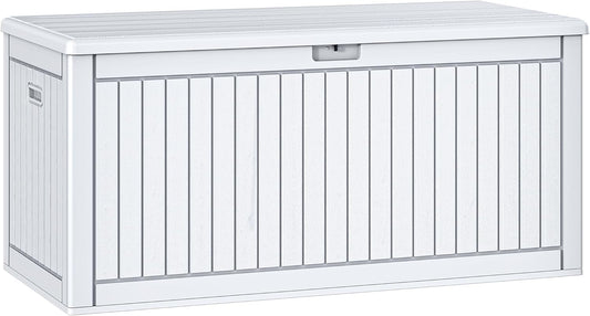 YITAHOME 260 Gallon Extra Large Deck Box, Double-Wall Resin Outdoor Storage Box with Flexible Divider for Patio Cushions Pool Supplies Garden Tools, 1000lbs Load Capacity, Lockable&Waterproof (White)