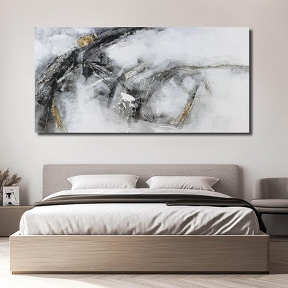 White Abstract Wall Art Black And White Wall Decorations Office Artwork Large Wall Decor for Men Room 29"x58"
