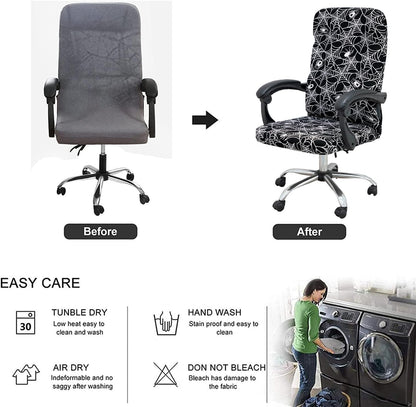 Halloween Office Chair Covers Gothic Spider Web Spooky Spider on Black Horror Theme Print Stretchable Slipcover for Modern Simplism Style High Back Boss Chair (No Chair)(Halloween02, M)…