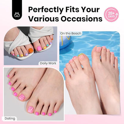 Beetles Toe Nail Tips Square - 16 Sizes 192 Pcs Full Cover Nail Tips Fake Acrylic Toe Nail Pre-etched Double Matte Press on Toenails, Soft Gel Toe Nail Extensions for Women